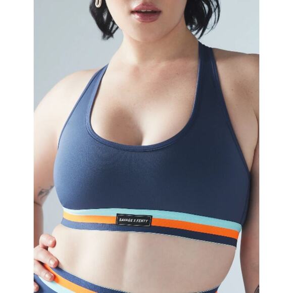 Savage X Fenty Lineup Low-Impact Sports Bra In Blue Berry Size Small - Picture 1 of 8
